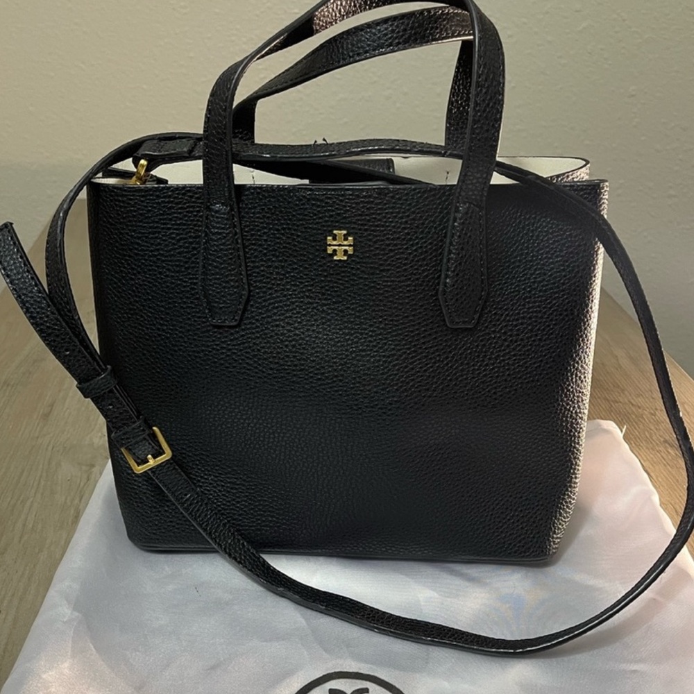 Tory Burch Black Pebbled Leather Tote